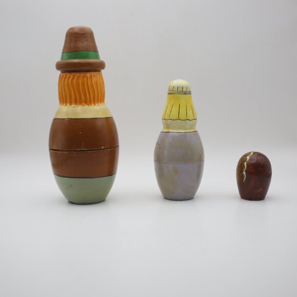 Village Thanksgiving Pilgrim Nesting Dolls Hand Painted ~ 3 Pieces - Picture 7 of 8